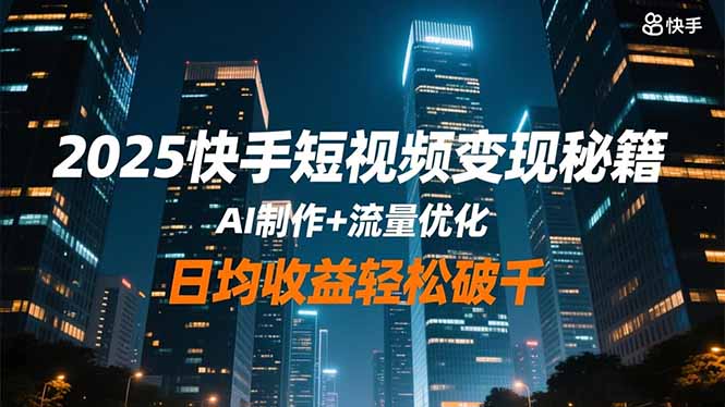 2025快手短视频变现秘籍,AI制作+流量优化,日均收益轻松破千-俗人圈网创