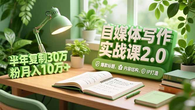 自媒体写作实战课2.0，爆款标题、内容结构、IP打造，半年复制30万粉月入10万+-俗人圈网创