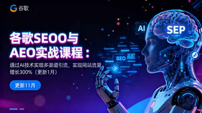 谷歌SEO与AEO实战课程:通过AI技术实现多渠道引流,实现网站流量增长300%-俗人圈网创