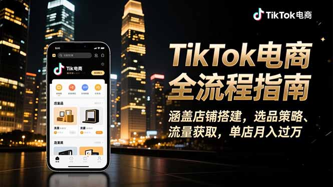 TikTok电商全流程指南，涵盖店铺搭建、选品策略、流量获取，单店月入过万-俗人圈网创