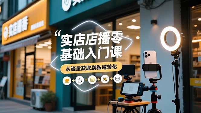 实体店播零基础入门课,实体店+短视频+直播+微信生态+私域社群,从流量获取到私域转化-俗人圈网创