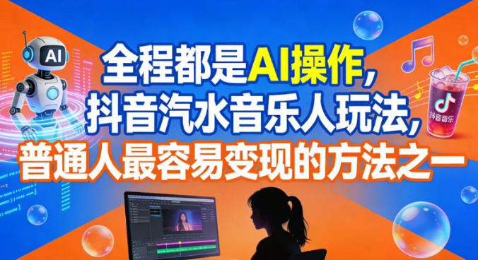 全程都是AI操作,抖音汽水音乐人玩法,普通人最容易变现的方法之一-俗人圈网创