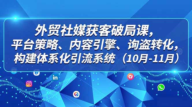 外贸 社媒获客破局课,平台策略、内容引擎、询盘转化,构建体系化引流系统(10月-11月-俗人圈网创