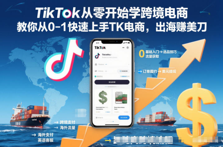 TikTok从零开始学跨境电商,教你从0-1快速上手TK电商,出海賺美刀-俗人圈网创