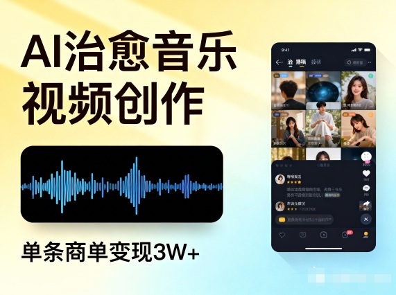 AI做治愈音乐视频,多平台投稿,单条商单变现3W+-俗人圈网创