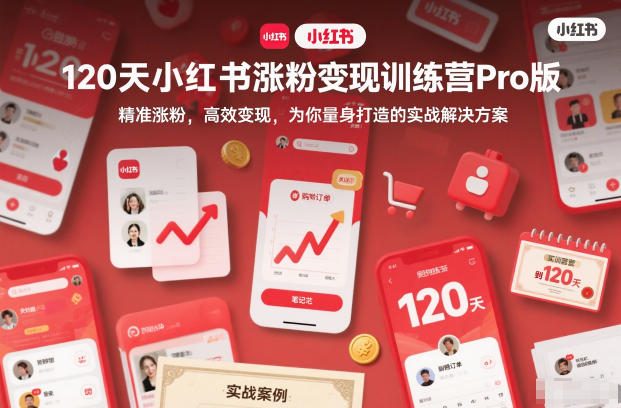 120天小红书涨粉变现训练营Pro版,精准涨粉,高效变现,为你量身打造的实战解决方案-俗人圈网创