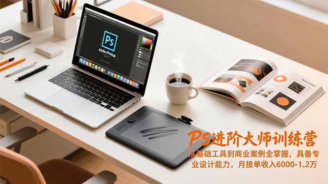 PS进阶大师训练营，从基础工具到商业案例全掌握，具备专业设计能力，月接单收入6000-1.2万-俗人圈网创