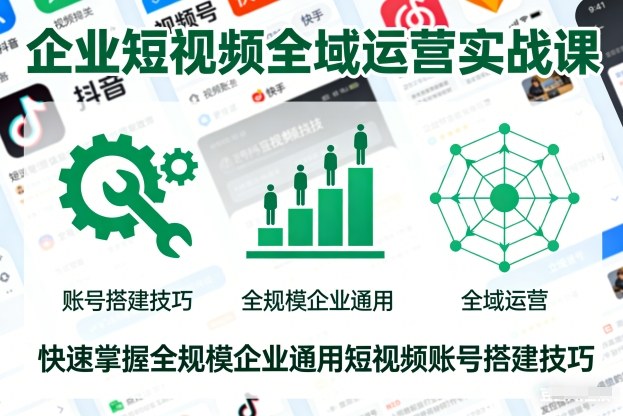 企业短视频全域运营实战课,快速掌握全规模企业通用短视频账号搭建技巧-俗人圈网创
