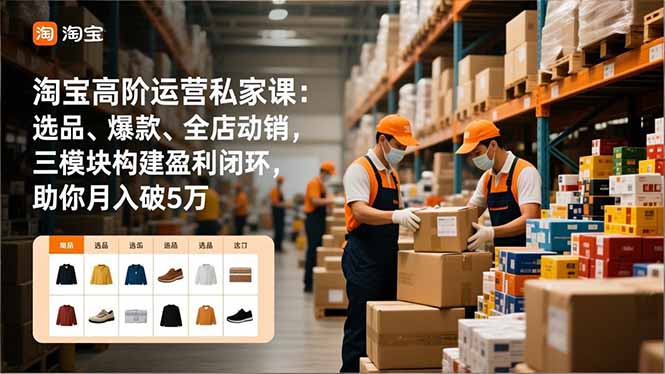 淘宝高阶运营私家课:选品、爆款、全店动销,三模块构建盈利闭环,助你月入破5万-俗人圈网创