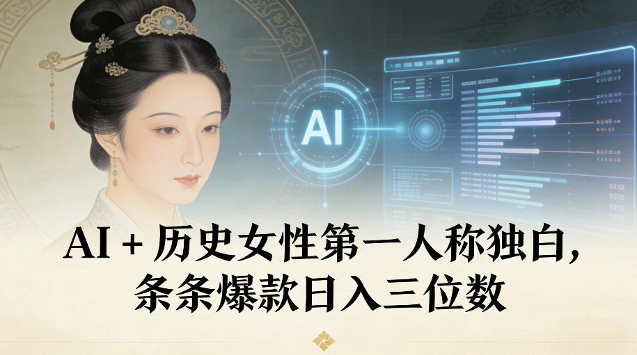 AI+历史女性第一人称独白，条条爆款日入三位数-俗人圈网创