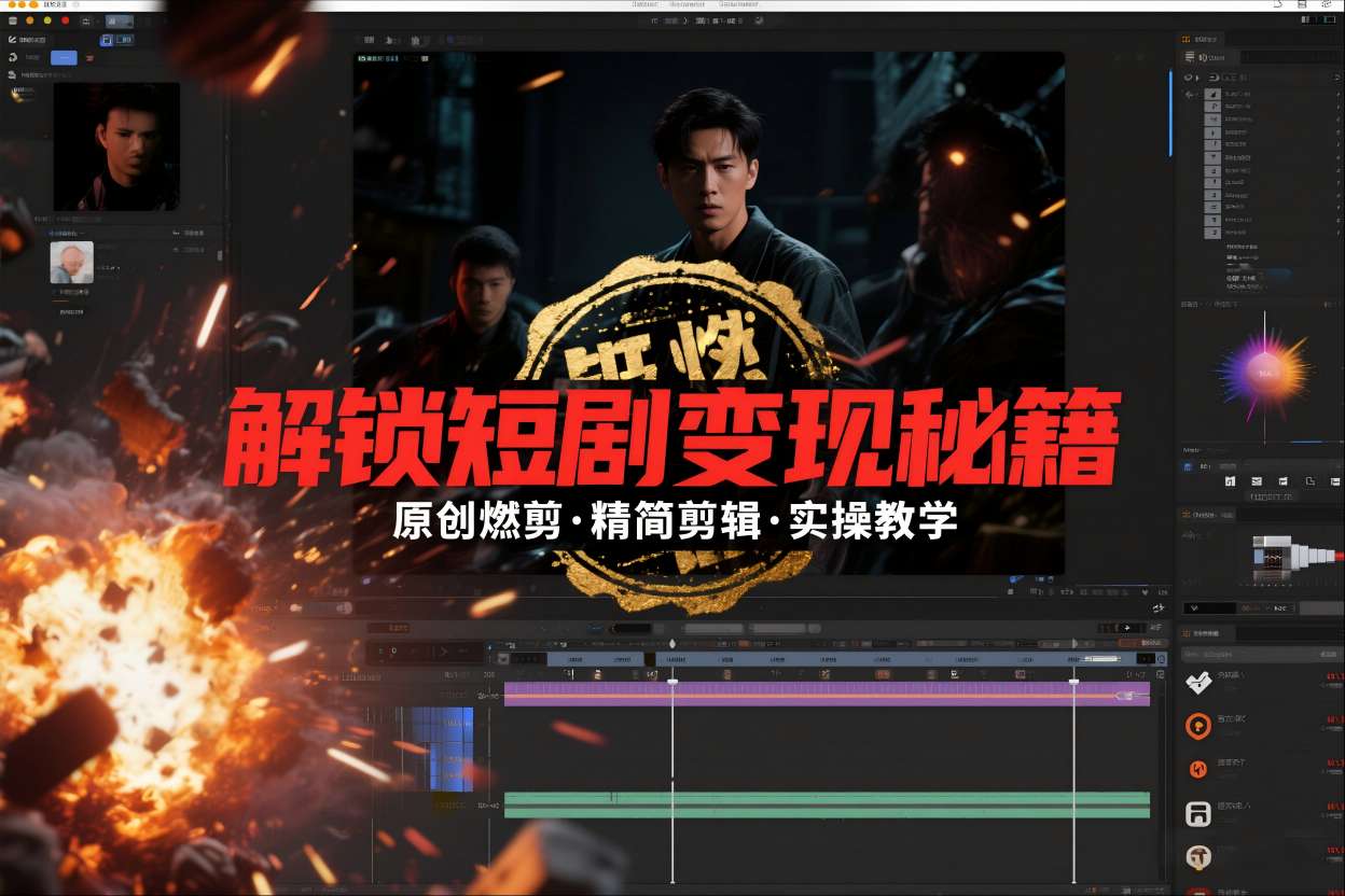 短剧拉新之原创燃剪精简剪辑实操课，解锁短剧变现秘籍-俗人圈网创