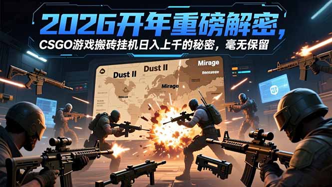 2026开年重磅解密，CSGO游戏搬砖挂机日入上千的秘密，毫无保留-俗人圈网创