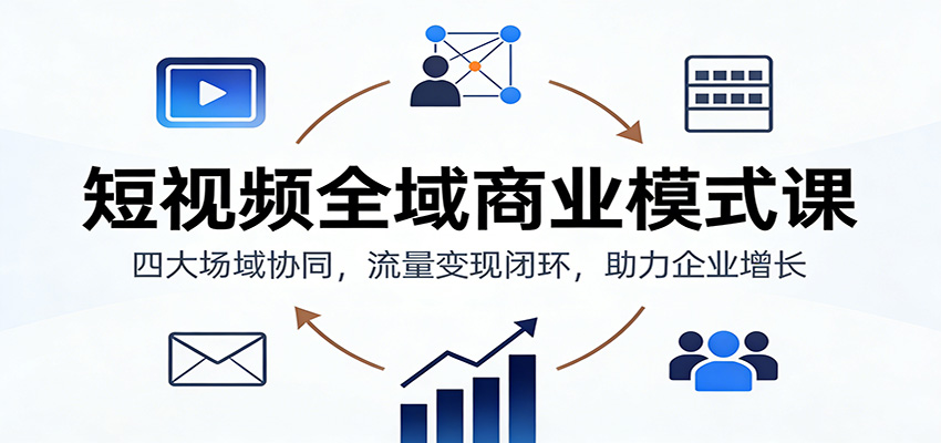 短视频全域商业模式课：四大场域协同，流量变现闭环，助力企业增长-俗人圈网创