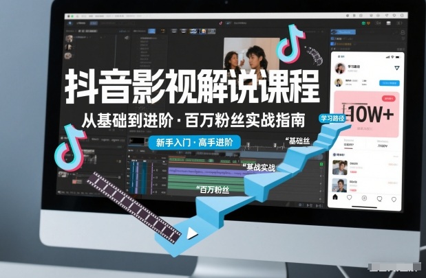 抖音百万粉丝影视解说课程，基础到进阶课，适合新手和进阶学习-俗人圈网创