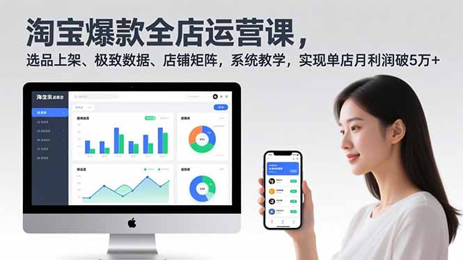 淘宝爆款全店运营课2.0，选品上架、极致数据、店铺矩阵，系统教学，实现单店月利润破5万+-俗人圈网创