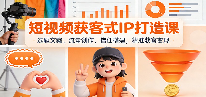 短视频获客式IP打造课：选题文案、流量创作、信任搭建，精准获客变现-俗人圈网创
