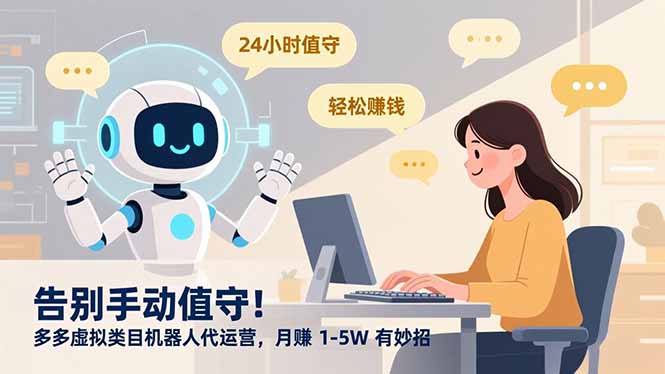 告别手动值守！多多虚拟类目机器人代运营，月赚 1-5W 有妙招-俗人圈网创