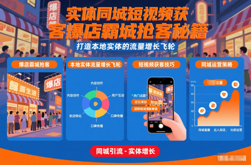 实体同城短视频获客爆店霸城抢客秘籍，打造本地实体的流量增长飞轮-俗人圈网创