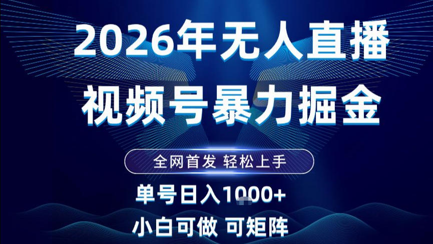 2026最新视频号无人直播掘金，全网首发，小白可以玩，长期稳定日入1k+【揭秘】-俗人圈网创