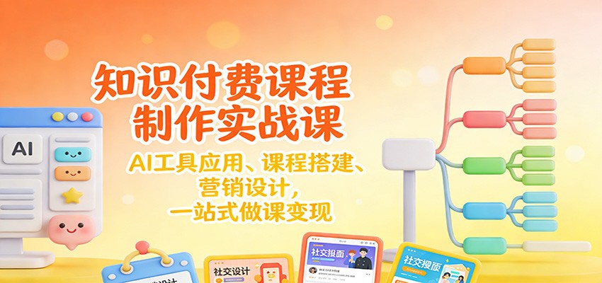知识付费课程制作实战课：AI工具应用 、课程搭建、营销设计，一站式做课变现-俗人圈网创