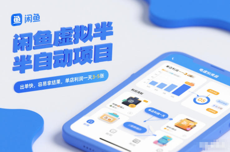 闲鱼虚拟半自动项目，出单快，容易拿结果，单店利润一天3-5张-俗人圈网创