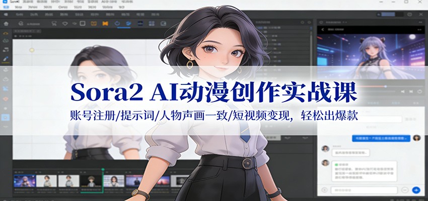 Sora2 AI动漫创作实战课：账号注册/提示词/人物声画一致/短视频变现，轻松出爆款-俗人圈网创