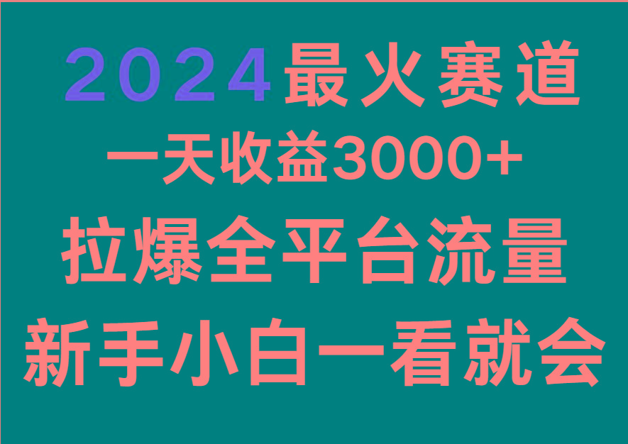 2024最火赛道,一天收一3000+.拉爆全平台流量,新手小白一看就会-俗人圈网创