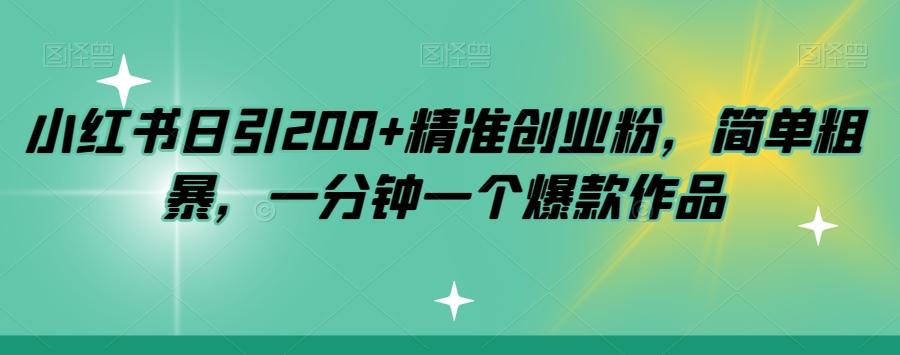 小红书日引200+精准创业粉,简单粗暴,一分钟一个爆款作品【揭秘】-俗人圈网创