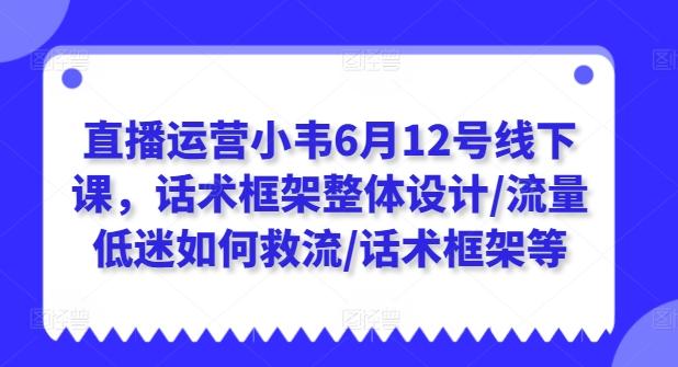 直播运营小韦6月12号线下课,话术框架整体设计/流量低迷如何救流/话术框架等-俗人圈网创