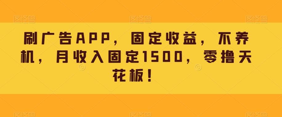 刷广告APP,固定收益,不养机,月收入固定1500,零撸天花板!-俗人圈网创