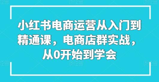 小红书电商运营从入门到精通课，电商店群实战，从0开始到学会-俗人圈网创