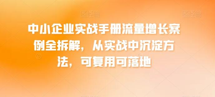 中小企业实战手册流量增长案例全拆解，从实战中沉淀方法，可复用可落地-俗人圈网创