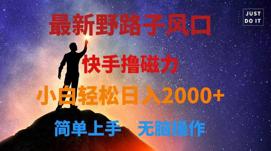 最新风口！快手撸磁力，野路子，小白无脑操作日入2000+-俗人圈网创