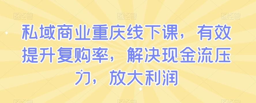 私域商业重庆线下课，有效提升复购率，解决现金流压力，放大利润-俗人圈网创