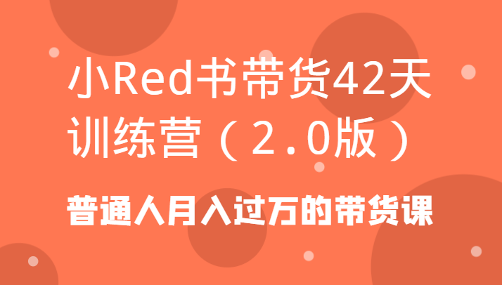 小Red书带货42天训练营(2.0版)普通人月入过万的带货课-俗人圈网创