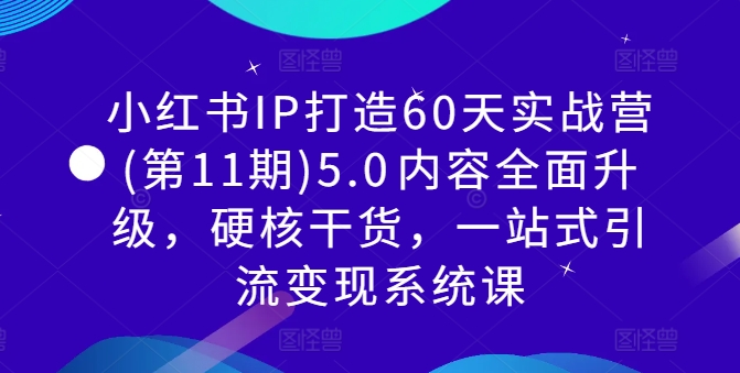 小红书IP打造60天实战营(第11期)5.0内容全面升级,硬核干货,一站式引流变现系统课-俗人圈网创