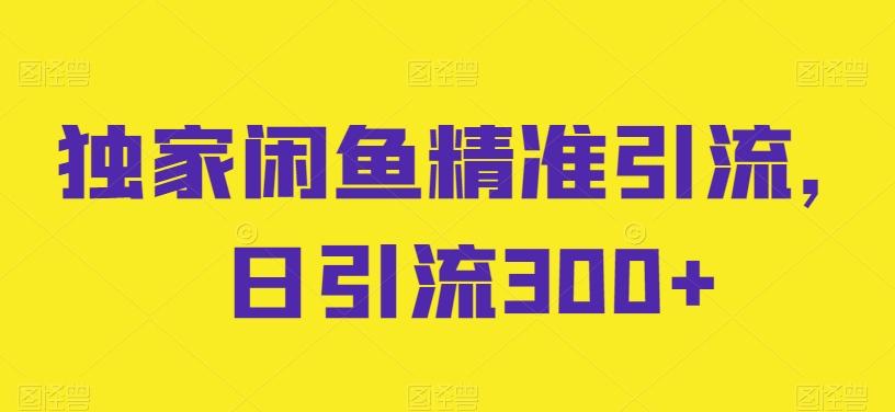 独家闲鱼精准引流,日引流300+【揭秘】-俗人圈网创