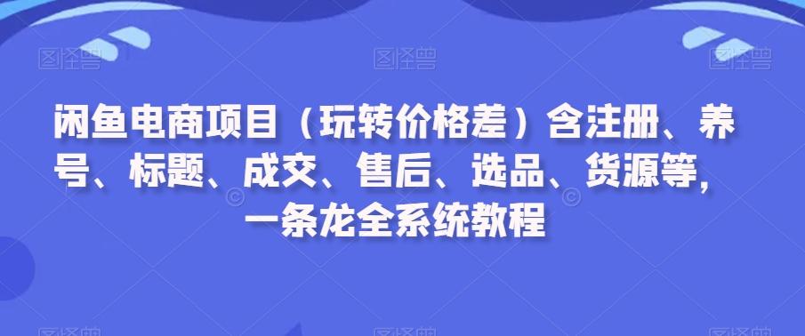 闲鱼电商项目(玩转价格差)含注册、养号、标题、成交、售后、选品、货源等，一条龙全系统教程-俗人圈网创