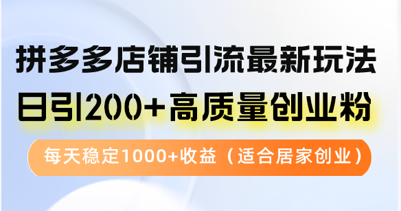 拼多多店铺引流最新玩法,日引200+高质量创业粉,每天稳定1000+收益(...-俗人圈网创