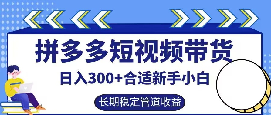 拼多多短视频带货日入300+有长期稳定被动收益，合适新手小白【揭秘】-俗人圈网创