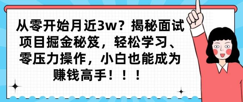 从零开始月近3w？揭秘面试项目掘金秘笈，轻松学习、零压力操作，小白也能成为赚钱高手-俗人圈网创