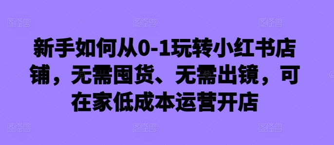 新手如何从0-1玩转小红书店铺,无需囤货、无需出镜,可在家低成本运营开店-俗人圈网创