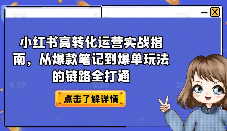 小红书高转化运营实战指南，从爆款笔记到爆单玩法的链路全打通-俗人圈网创