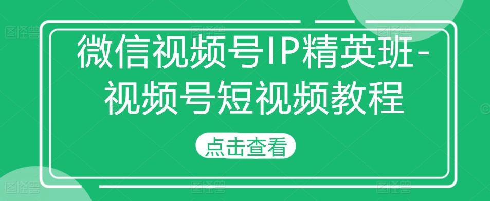 微信视频号IP精英班-视频号短视频教程-俗人圈网创