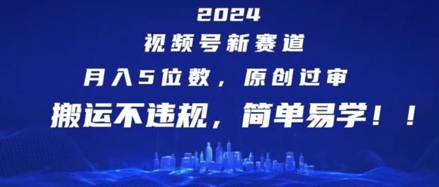 2024视频号新赛道，月入5位数+，原创过审，搬运不违规，简单易学【揭秘】-俗人圈网创
