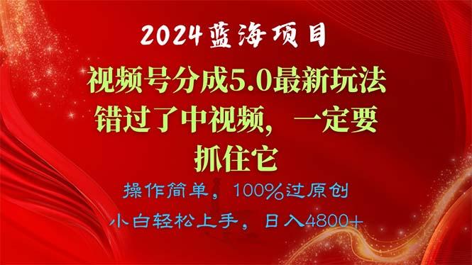 2024蓝海项目，视频号分成计划5.0最新玩法，错过了中视频，一定要抓住…-俗人圈网创