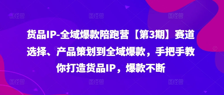 货品IP全域爆款陪跑营【第3期】赛道选择、产品策划到全域爆款，手把手教你打造货品IP，爆款不断-俗人圈网创