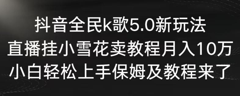 抖音全民k歌5.0新玩法,直播挂小雪花卖教程月入10万,小白轻松上手,保姆及教程来了【揭秘】