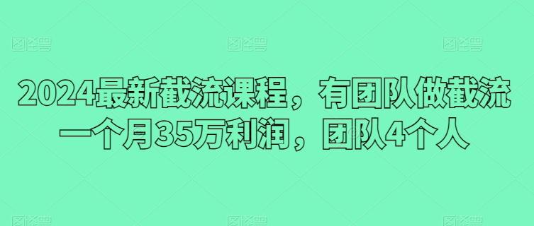2024最新截流课程，有团队做截流一个月35万利润，团队4个人-俗人圈网创
