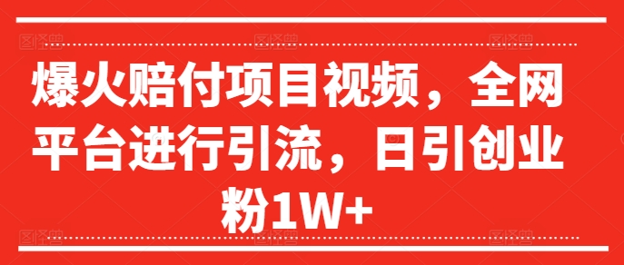 爆火赔付项目视频，全网平台进行引流，日引创业粉1W+【揭秘】-俗人圈网创